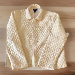 Jordan Quilted Jacket Womens Large Yellow Lined Pockets Blue Label Button Front